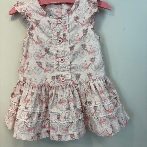 Peppa & Julie Other - Peppa & Julie 18M Pink Bicycle Print Ruffle Dress Lace Flutter Sleeve Cotton